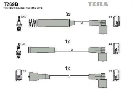 Фото автозапчастини комплект кабелів високовольтних Tesla T269B