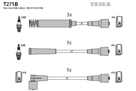 Фото автозапчастини кабель запалювання к-кт Opel Calibra,Vectra, Kadet 88-95 1,8 Tesla T271B