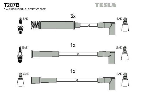 Фото автозапчастини кабель запалювання к-кт Opel Vectra 88-95 1,6 Tesla T287B