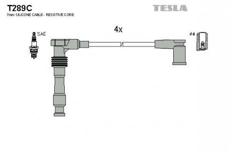 Фото автозапчасти дроти запалення, набір Tesla T289C