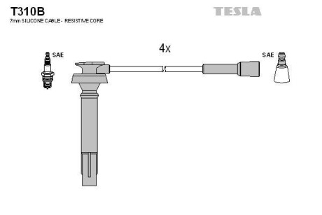 Фото автозапчасти комплект кабелiв запалювання Tesla T310B