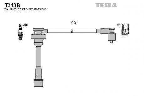 Дроти запалювання Chery Tiggo 2.4 в/в Tesla T313B (фото 1)