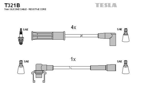 Фото автозапчасти комплект кабелiв запалювання Tesla T321B