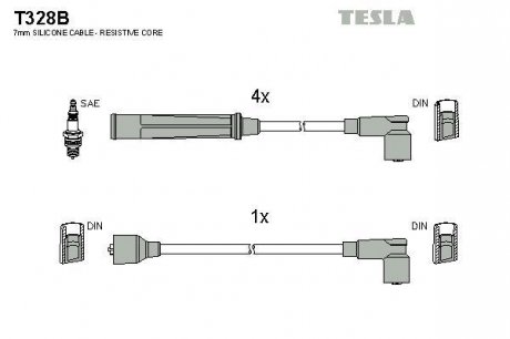 Фото автозапчастини комплект кабелiв запалювання Tesla T328B