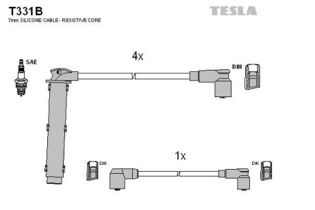 Фото автозапчасти комплект кабелiв запалювання Tesla T331B