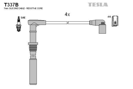 Фото автозапчастини комплект кабелiв запалювання Tesla T337B