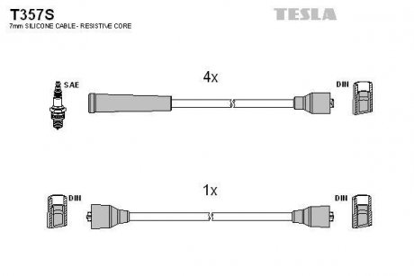 Фото автозапчастини дроти високовольтні 2141 (силікон) Tesla T357S