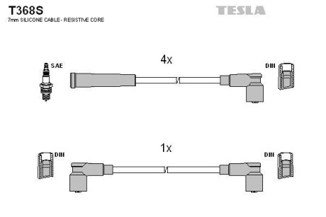 Фото автозапчастини кабель запалювання к-кт Skoda Favorit 1,3 -92 Tesla T368S