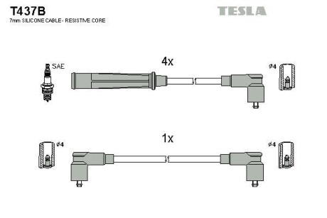 Фото автозапчастини кабель запалювання к-кт BMW 75-90 E21 Tesla T437B