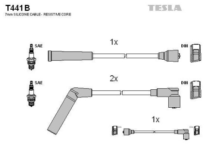 Фото автозапчасти провода свечные Матиз 0,8 (под трамблер) (силикон) Tesla T441B