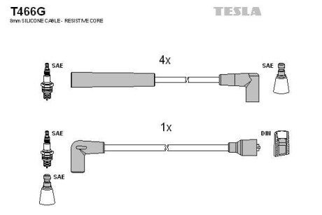 Фото автозапчасти кабель запалювання к-кт Ford Orion, Scorpio, Sierra 82-93 1,4 Tesla T466G