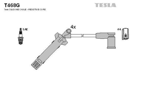 Фото автозапчасти комплект кабелiв запалювання Tesla T468G