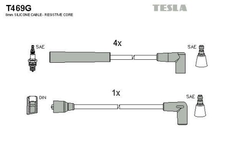 Фото автозапчасти кабель запалювання к-кт Ford Sierra 87-89 1,8 Tesla T469G