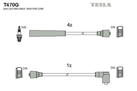 Фото автозапчастини кабель запалювання к-кт Ford Sierra 82-93 1,3 Tesla T470G