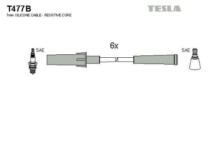 Фото автозапчасти комплект кабелiв запалювання Tesla T477B