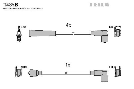 Фото автозапчасти комплект кабелiв запалювання Tesla T485B