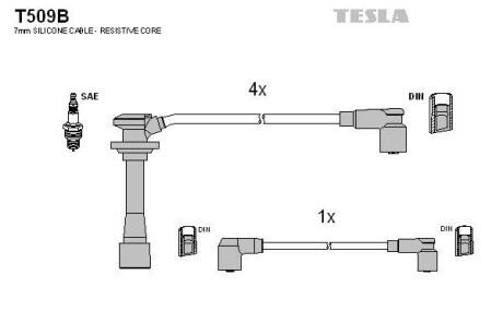 Фото автозапчасти комплект кабелiв запалювання Tesla T509B