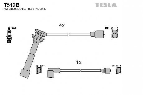 Фото автозапчастини комплект кабелiв запалювання Tesla T512B