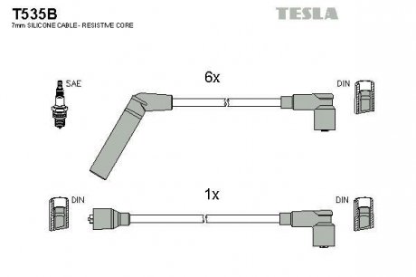 Фото автозапчастини комплект кабелiв запалювання Tesla T535B