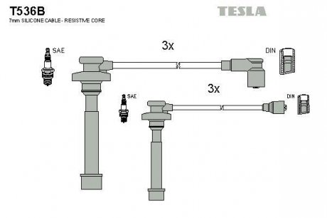 Фото автозапчасти комплект кабелiв запалювання Tesla T536B