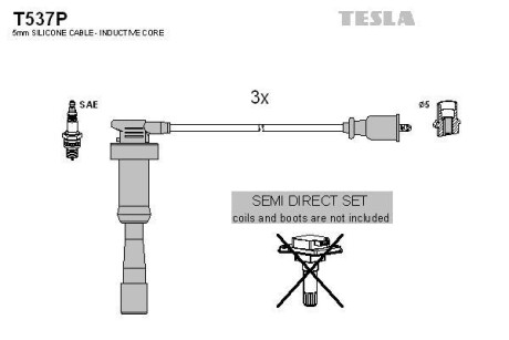 Фото автозапчасти кабель запалювання к-кт Mitsubishi Tesla T537P