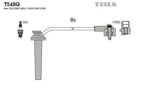 Фото автозапчасти комплект кабелiв запалювання Tesla T548G