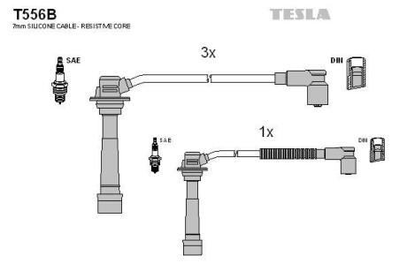 Фото автозапчастини комплект кабелiв запалювання Tesla T556B