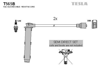 Фото автозапчастини комплект кабелiв запалювання Tesla T565B