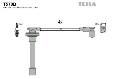 Фото автозапчасти комплект кабелiв запалювання Tesla T570B