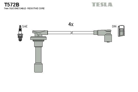 Фото автозапчасти комплект кабелiв запалювання Tesla T572B