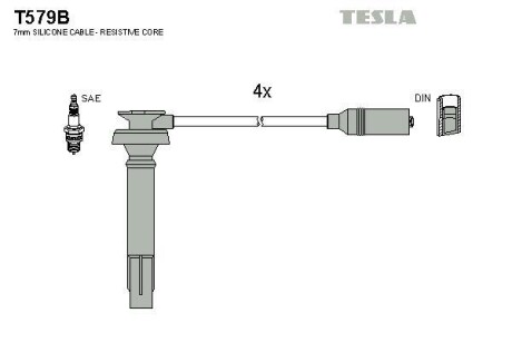 Фото автозапчасти комплект кабелiв запалювання Tesla T579B