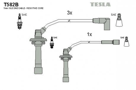 Фото автозапчастини комплект кабелiв запалювання Tesla T582B