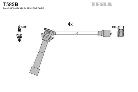 Фото автозапчасти комплект кабелiв запалювання Tesla T585B