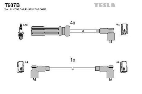 Фото автозапчасти комплект кабелiв запалювання Tesla T607B