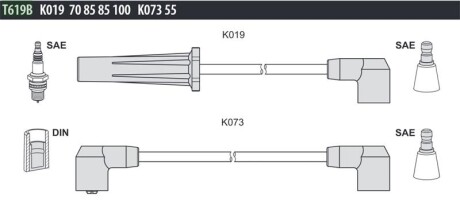 Фото автозапчастини кабель запалювання к-кт Аналог TES T740C Mersedes 80-97 1,8 Tesla T619B