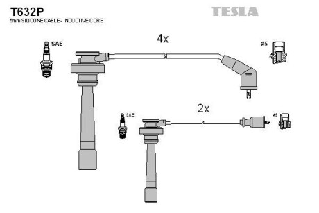 Фото автозапчастини кабель запалювання к-кт MMC 06.97-04.00 3.5 6G74 DOHC Tesla T632P