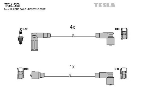 Фото автозапчасти кабель запалювання к-кт Fiat 88-96 1,4 Tesla T645B