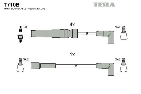 Фото автозапчасти провода свечные Нексия 1,5 16V/Эсперо (силикон) Tesla T710B