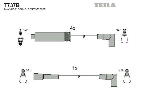 Фото автозапчасти кабель запалювання к-кт Daewoo Espero 91-98 1,8 Tesla T737B (фото 1)