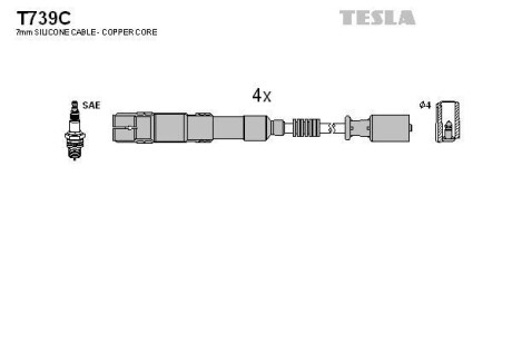 Фото автозапчастини кабель запалювання к-кт Mercedes A200 Tesla T739C