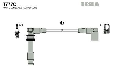 Фото автозапчасти провода свечные Лачетти 1,8 (силикон) с медной жилой Tesla T777C