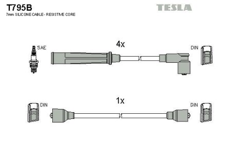 Фото автозапчастини комплект кабелiв запалювання Tesla T795B (фото 1)