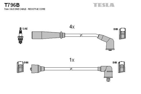 Фото автозапчасти комплект кабелiв запалювання Tesla T796B