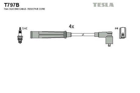 Фото автозапчасти комплект кабелiв запалювання Tesla T797B