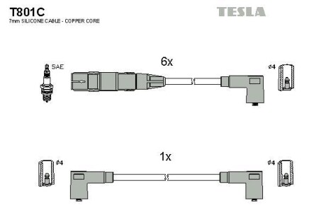 Фото автозапчастини кабель запалювання к-кт VW Golf, Vento,Passat 91-98 2,8 VR6 Tesla T801C