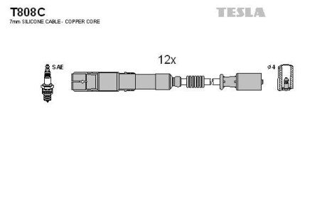 Фото автозапчастини кабель запалювання к-кт Mersedes, Chrysler 96-2,4 Tesla T808C