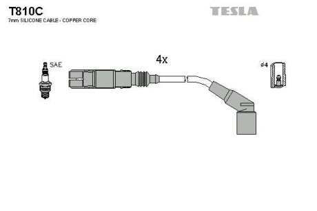 Фото автозапчастини кабель запалювання к-кт BMW E34,E36,E45,E46 89-05 Tesla T810C