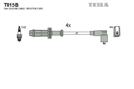 Фото автозапчастини кабель запалювання к-кт Citroen,Peugeot 86- 1,0 Tesla T815B