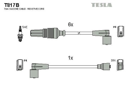 Фото автозапчасти кабель запалювання к-кт Citroen,Peugeot 605 89-00 3,0 Tesla T817B