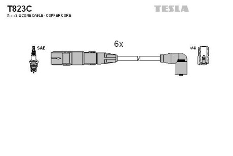 Фото автозапчастини кабель запалювання к-кт Ford Galaxy 2,8 96-00,VW 2,8 VR6 92-00 Tesla T823C